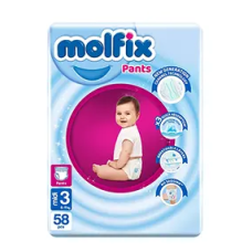 Molfix Baby Diaper Pants Jumbo Midi 6-11 kg 58 Pcs (Made in Turkey)